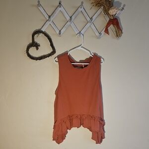 Free People Rust Ruffle Hem Crop Top
